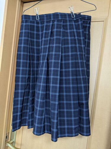 [不明] 【特大】夏生地制服スカート 紺+水色+グリーン チェック地