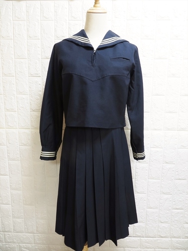 新品 冬 セーラー服 紺 白3本線 前ファスナー【別寸】 tamb_1169-