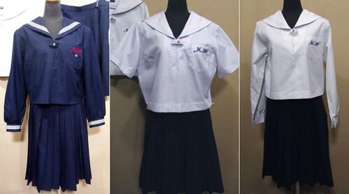 O52/(中古) 兵庫県 飾磨西中学校 セーラー服 上下セット 