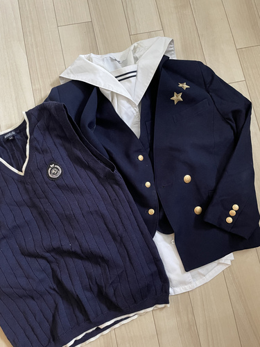 岡山県 岡山/6点セット/HANAEMORI/森英恵/就実/高校/制服/セット/上下セット/ブレザー/ベスト/ブラウス/シャツ