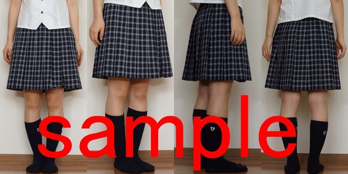 山形県 県立天童高校 女子制服 夏用スカート W63L56(L約51cm) チェック