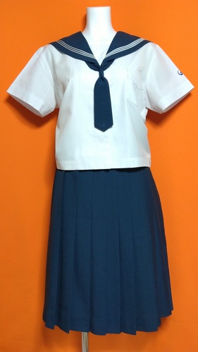 鹿児島県 天保山中学校 制服 セーラー  スカート ネクタイ 夏服 セット 。