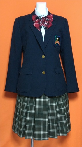 兵庫県 宝塚中学校 大きいサイズ 制服 ブレザー スカート ブラウス 無地リボン 冬服 セット。