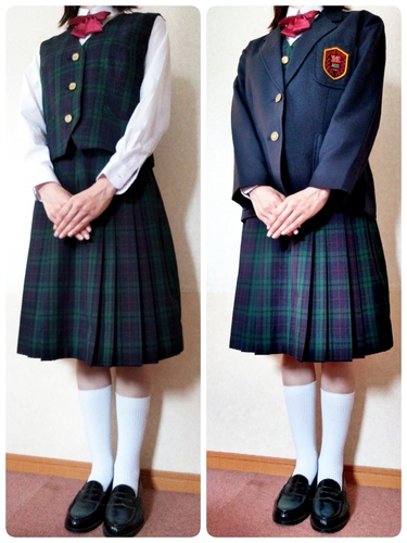 熊本県 希少品!!熊本県立水俣高校旧冬服セット素敵なグリーンチェック基調
