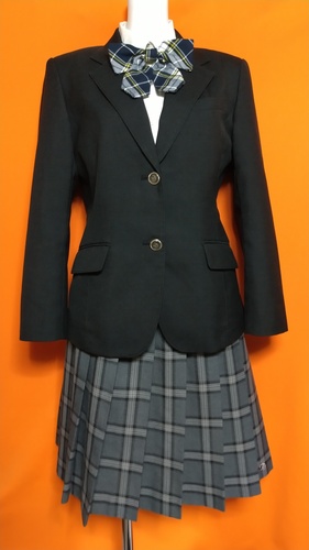 東京都 立川第四中学校 美品 大きいサイズ 制服 黒ブレザー スカート ブラウス セット。 
