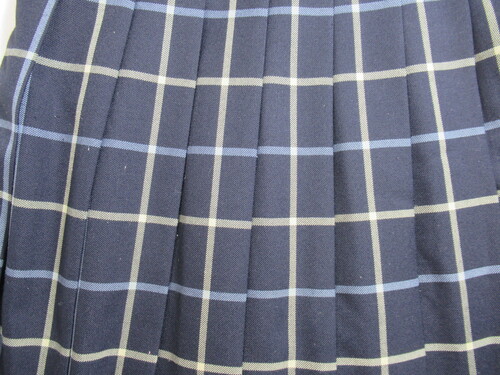 [不明] 7323　490　冬スカート hiromichinakano 紺＋水色＋クリーム チェック柄