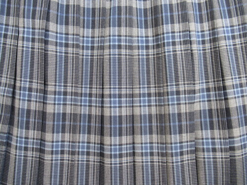 熊本県 7334　400　夏スカート MITSUTA グレー＋水色＋紺 チェック柄