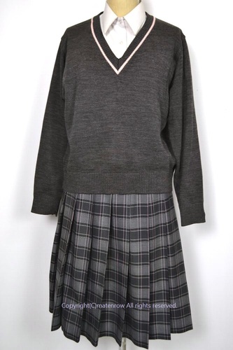  ●大sizeL w76 東京都 東洋女子高等学校 セーター 冬スカート ベルト