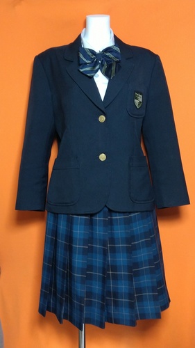 福岡県 北九州市立 浅川中学校 大きいサイズ 制服 ブレザー スカート ブラウス 冬服 セット。