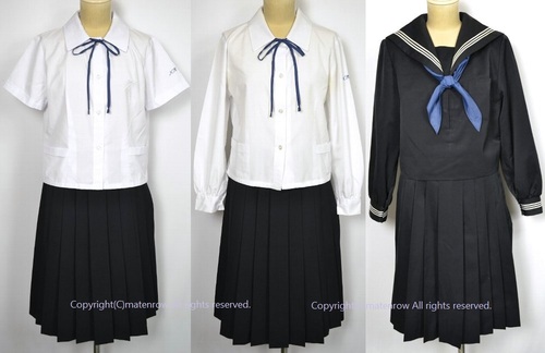  ●静岡県 黒セーラー冬服夏中間服 スカーフ 紐リボン(MY4379)