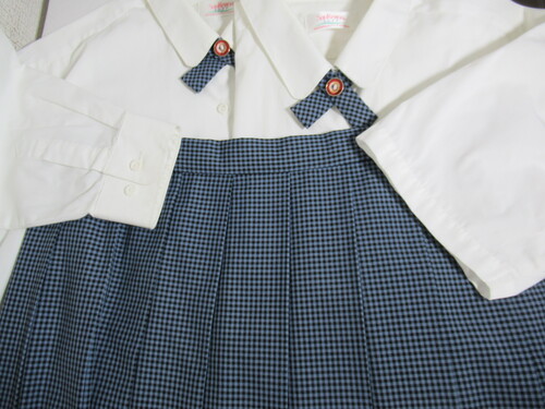 熊本県 8412　730　大きなサイズ！城北高校 長袖＋半袖ブラウス+スカート リボン付