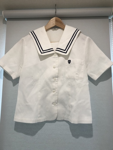 [不明] 制服ブラウス　セーラー　M.YURIKO校章刺繍　 学生服　M 0903-02