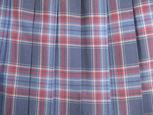 [不明] 8710　440　冬スカート VARSITYMATE TOMBOW 紺＋水色＋赤 チェック柄