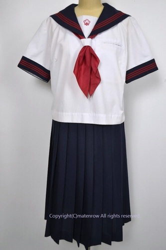  ●大size L w76 埼玉県 さいたま市立桜山中学校 赤ラインセーラー夏服