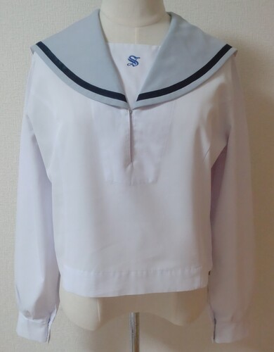 高知県 清和女子高校 旧制服 ブルーグレー襟 中間服 セーラー