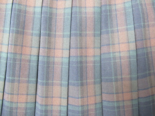 兵庫県 9631　400　夏スカート SHIMOKAWA紺＋緑＋ブラウン チェック柄