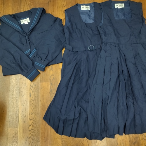 [不明] 学校名不明セーラー服・ジャンパースカート2枚（紺色系）　計3枚　【K152】
