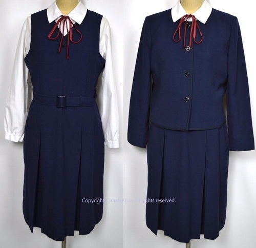  ●群馬県 縁取り襟なしブレザー冬服ジャンパースカート(B1306)