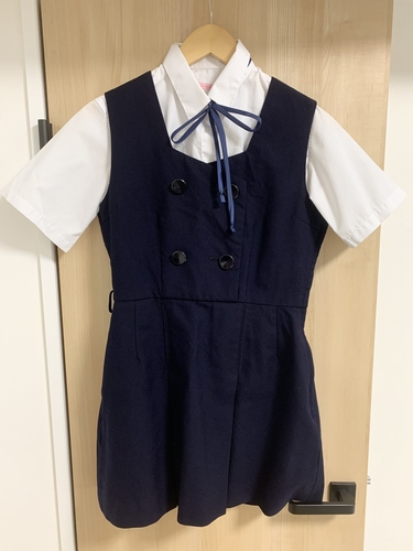 神奈川県 法政大学女子高校 激ミニ 冬ジャンパースカート 旧制服 ブラウス付き
