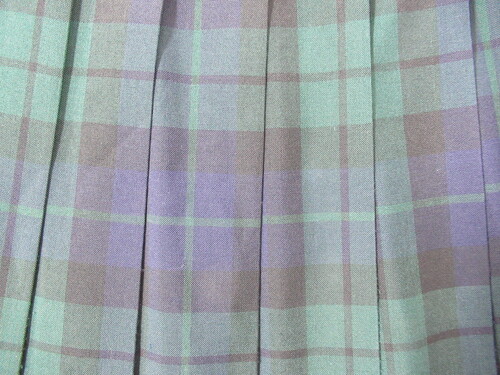[不明] 9741　360　夏スカート HANAEMORI 緑＋紺＋黒 チェック柄