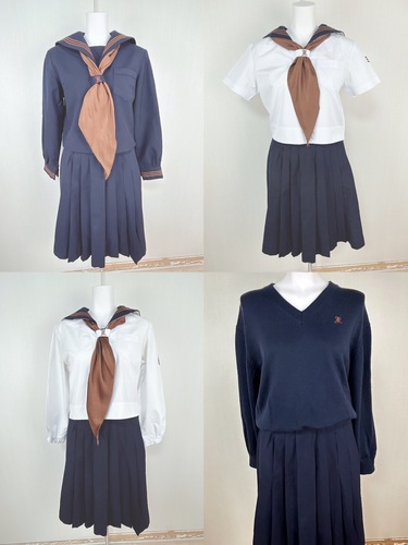  東京都★関東国際高校女子制服フルセット 琥珀色スカーフ付き 女子卒業生の保管品