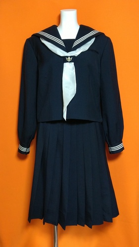 東京都 日野市立七生中学校 美品  大きいサイズ制服 セーラー。スカート スカーフ 冬服セット。