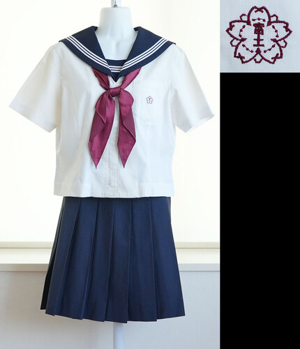  ▽東京都立富士高校附属中学校 夏服セット リボン付き 女子制服卒業生の保管品。