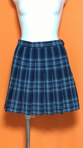 東京都 永山高等学校 美品 大きいサイズ制服 チェックマイクロミニスカート 夏物。
