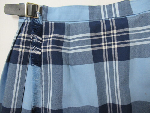 [不明] 0570　350　夏スカート 水色＋紺＋白 チェック柄 裏地付
