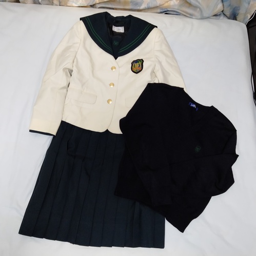 福岡県 大きいサイズ　福岡県　西南学院中学校　セーラー服　イートンジャケット　ジャンパースカート　セーター