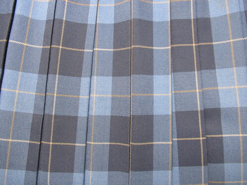 広島県 1356　650　冬スカート キョーリツ 紺＋青系＋ベージュ チェック柄