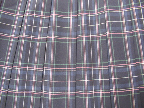 福岡県 1983　340　星琳高校 夏スカート 紺＋緑＋ピンク チェック柄