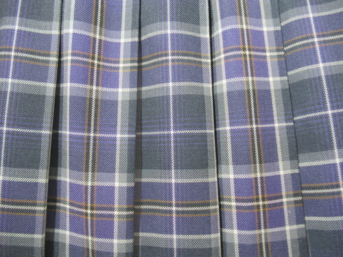 熊本県 2254　600　大きなサイズ！岱志高校 冬スカート 黒+グレー+紫 チェック柄