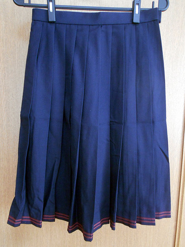 [不明] トンボ VARSITYMATE 紺 裾臙脂ライン2本 W63-60 冬服 スカート