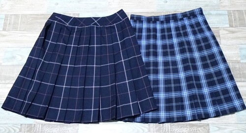 [不明] 9-183☆TOMBOW☆チェックの冬スカートMIX2枚セット　【大きなサイズ】