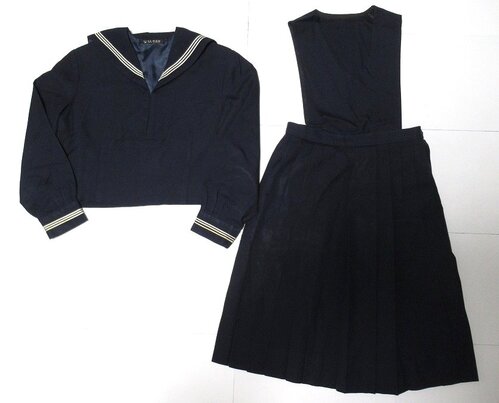 東京都 私立松陰高校 女子制服セット（冬セーラー+ジャンパースカート）ｍ1726