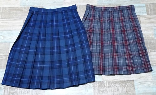 [不明] 9-186☆TOMBOW☆チェックの冬夏スカートMIX2枚セット