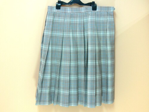 奈良県 ｓ528●●奈良女子高校　旧モデル　特大サイズ　チェック柄　格子柄　プリーツスカート
