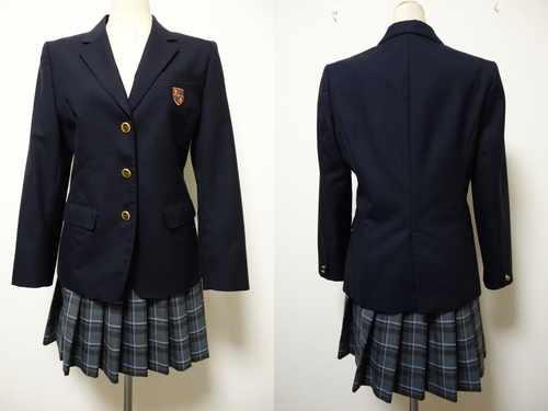 7 B体 千葉県 小金高校 セーラーブレザー(170B) 冬＆夏チェック柄スカート(W75) (検 セーラー服 中学 女子校 制服 学生服 附属 JK JC 県立
