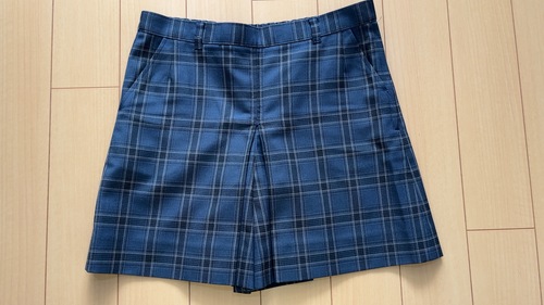 [不明] ＃１３６　キュロットスカート　青色チェック柄　１６０サイズ