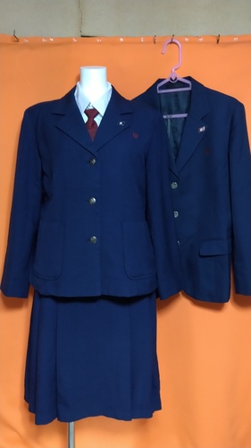 熊本県 八代工業高等学校 大きいsize明紺ブレザー 2 。 スカート ブラウス バッチ2 冬服。 