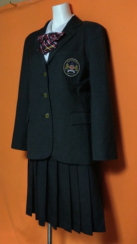 千葉県 わせがく高等学校 美品 濃いめのグレー 大きいsize ブレザー  スカート ブラウス 冬服。