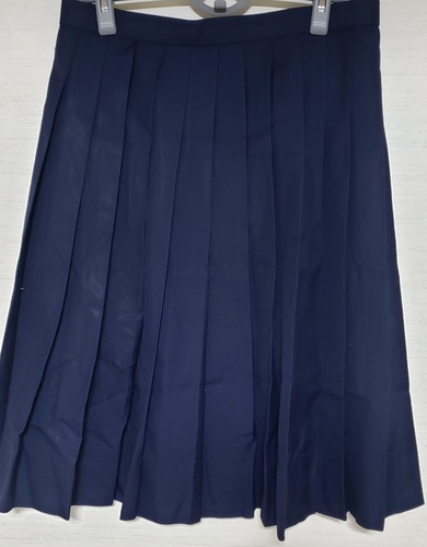  不明　某中学校 　女子制服　 冬用　濃紺プリーツスカート 大きいサイズ