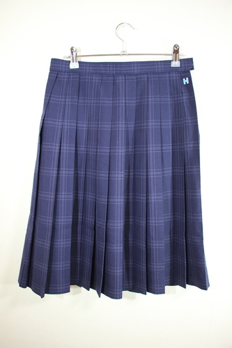 [不明]  100円スカート　冬物　W66　L57　紺グレーチェック TOMBOW Primary
