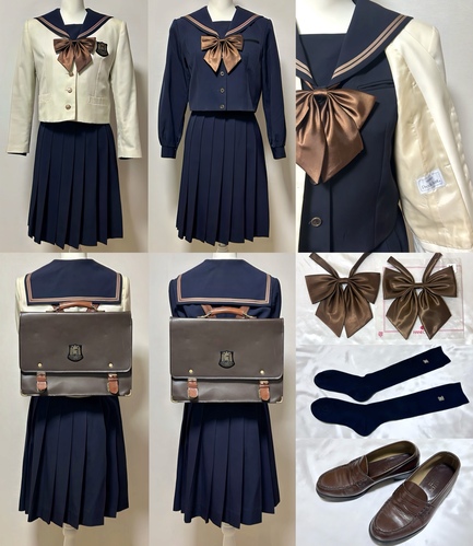 岡山県 岡山南高校☆ 冬服全身セット 大きいサイズ☆全体的に美品☆ 新品ソックス リボン等