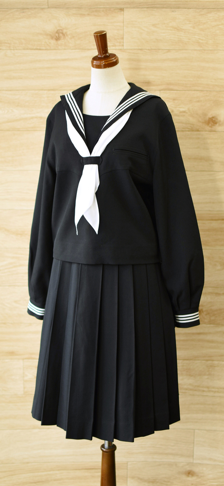 東京都 貴重な黒セーラー 山崎学園 富士見中学校 女子制服 セーラー 2点