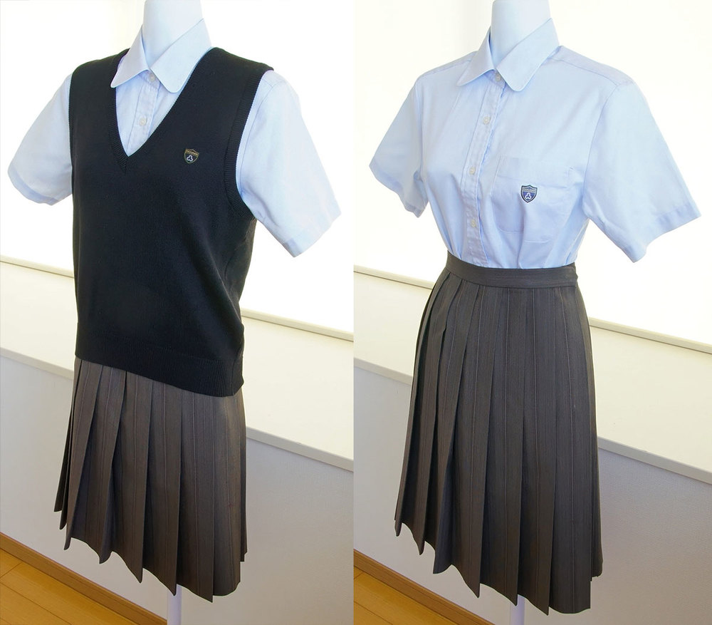京都府 洛南高校 夏服セット (ブラウス＋ベスト＋スカート) 女子制服 