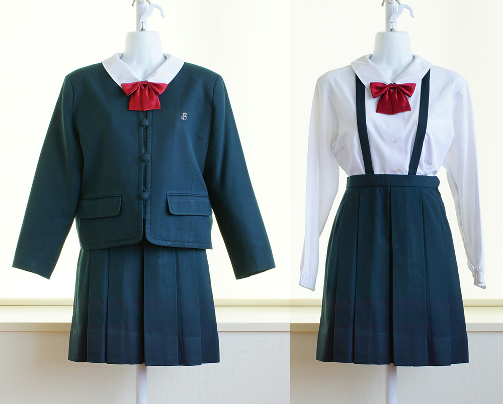 制服市場 ★兵庫県 神戸大学発達科学部附属住吉中学校 [旧制服セット] 冬服 モスグリーンの希少デザイン