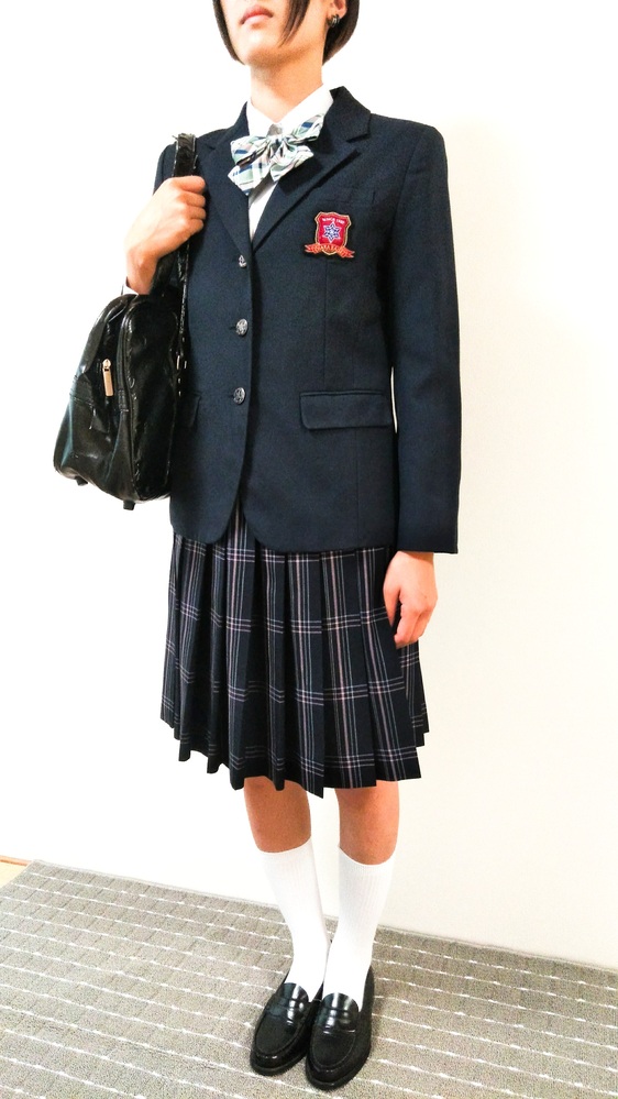 大阪私立偕星学園高校冬服セット素敵なチェックスカート&リボン