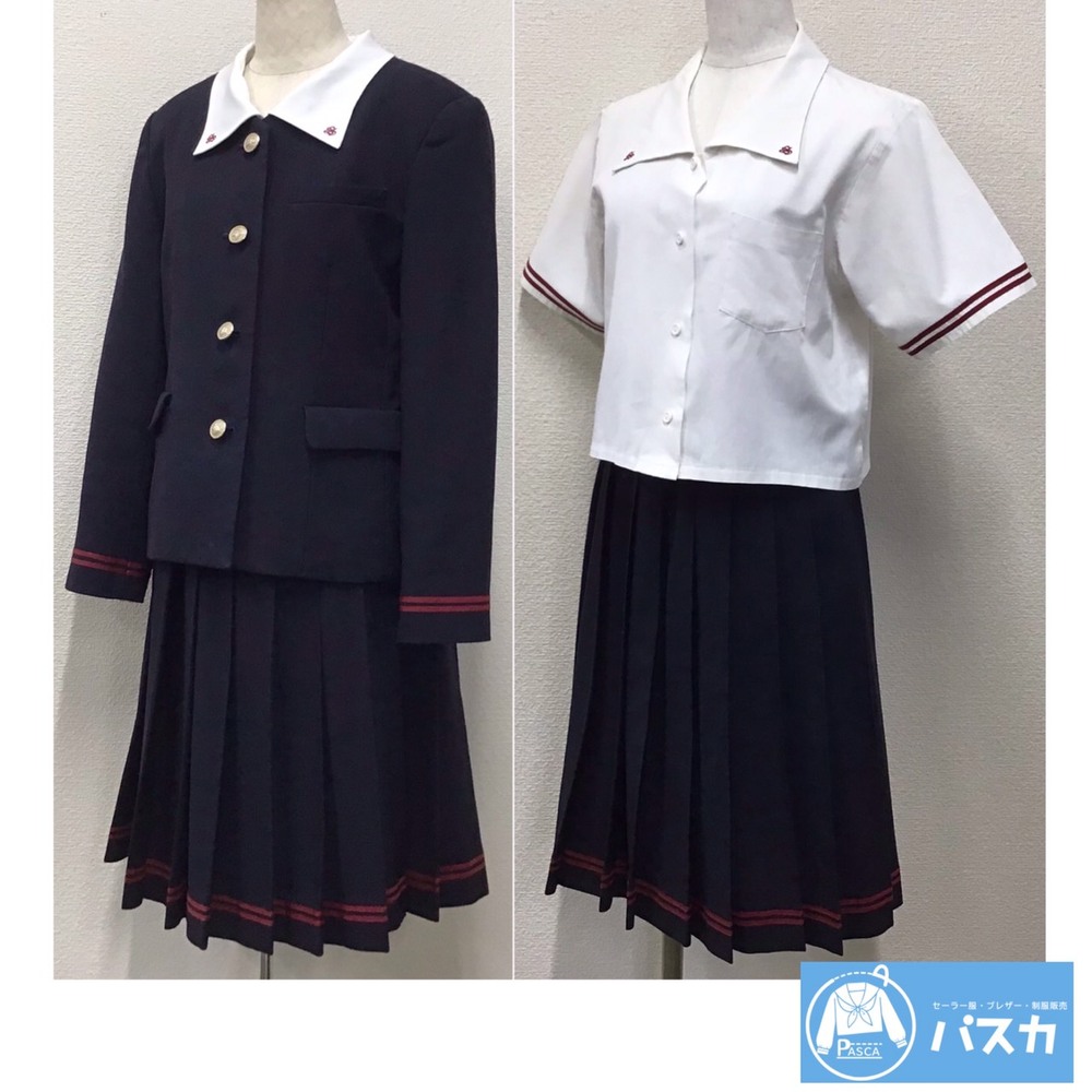 制服市場 山形県 寒河江高校 5点セット /9/M/W62/カラーレスジャケット/変形襟ブラウス/スカート/夏服/冬服/卒業生品